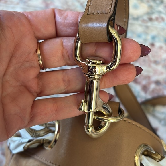 GUCCI POSITANO Leather Suede Tan Brown White Silver Gold Beaded Bag Rare Luxury - Picture 14 of 14